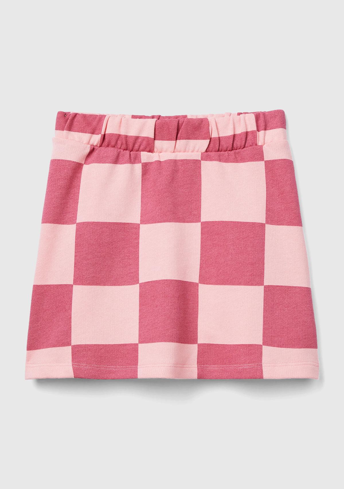 Kız Çocuk Pembe Dama Desenli Etek