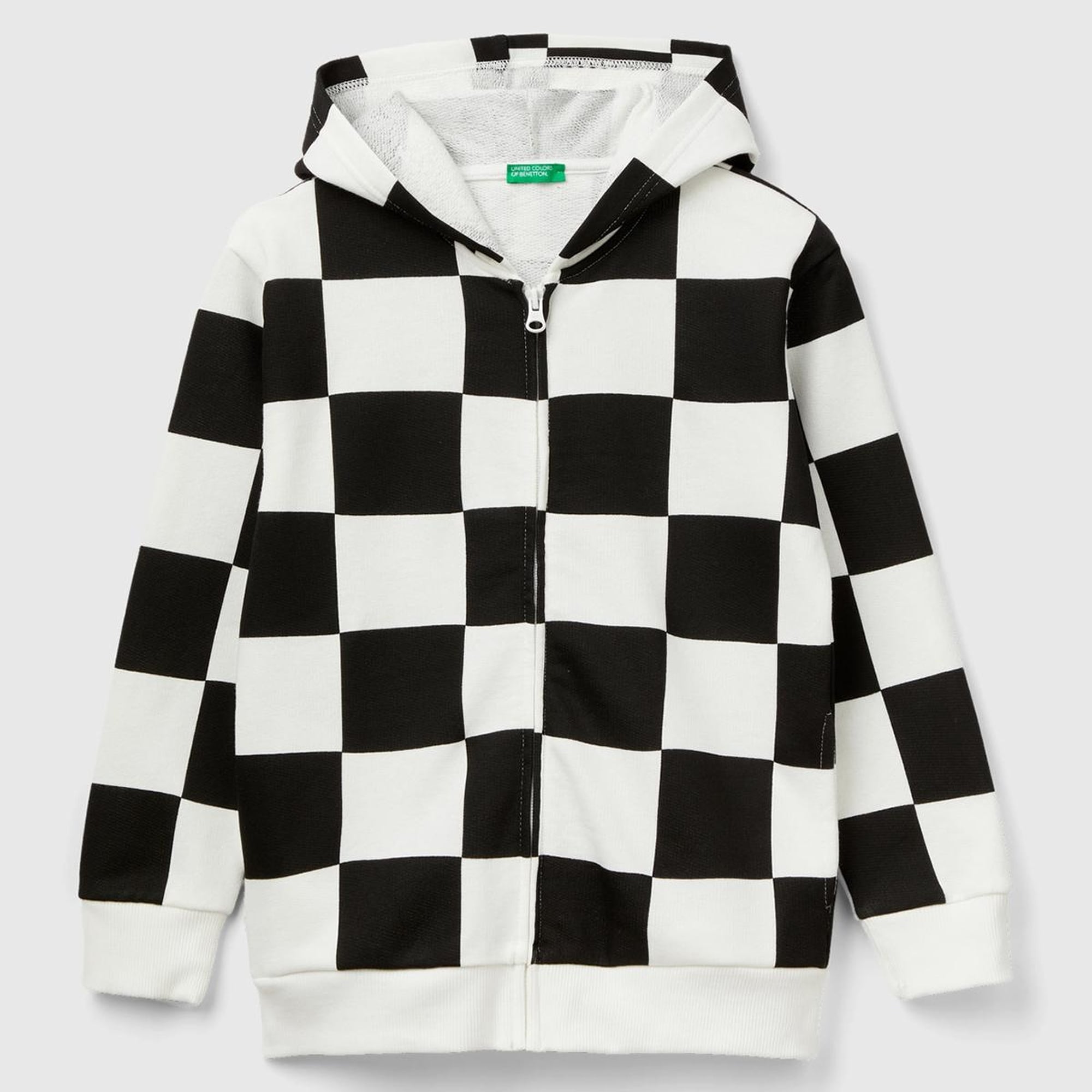 Erkek Çocuk Siyah Beyaz Dama Desenli Sweatshirt