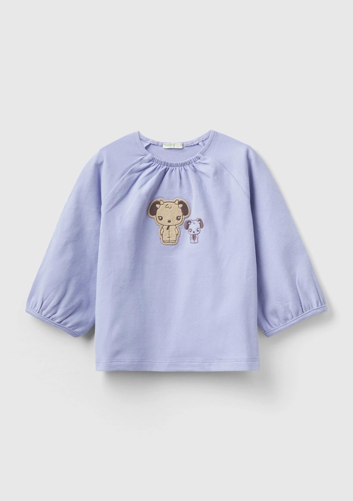  Bebek Lila Hayvan Baskılı Volanlı T-Shirt