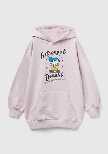  Erkek Çocuk Gül Kurusu Disney Karakter Baskılı Önü Cepli Sweatshirt