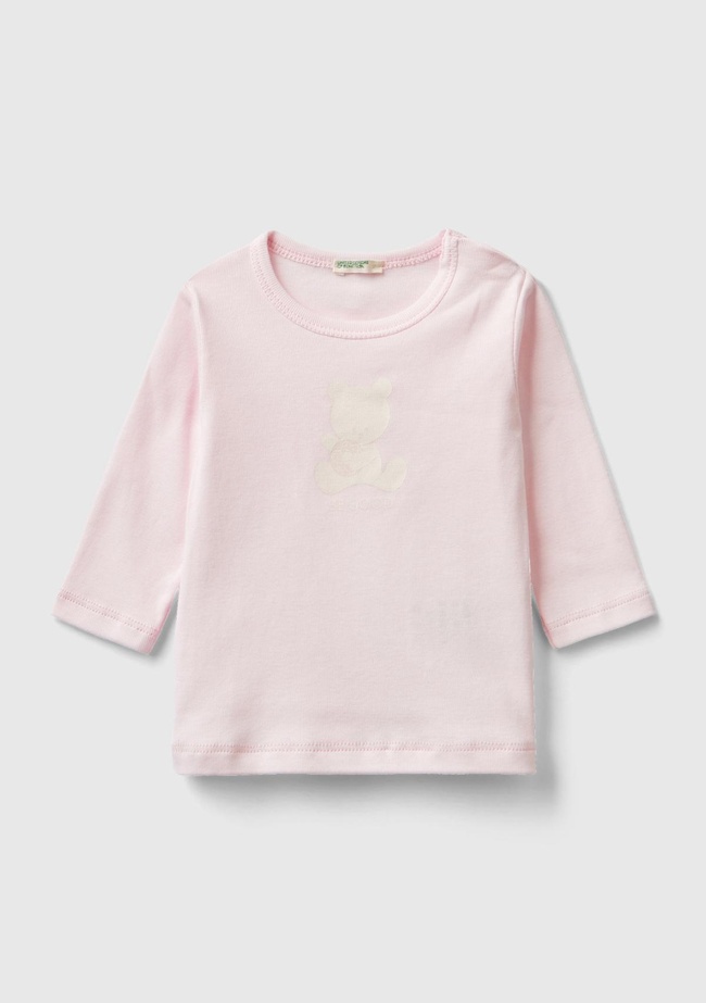  Bebek Açık Pembe Bunny Logolu T-Shirt