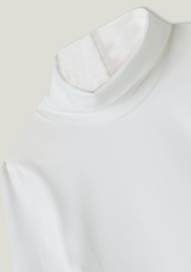  Kız Çocuk Krem Boğazlı Basic T-Shirt