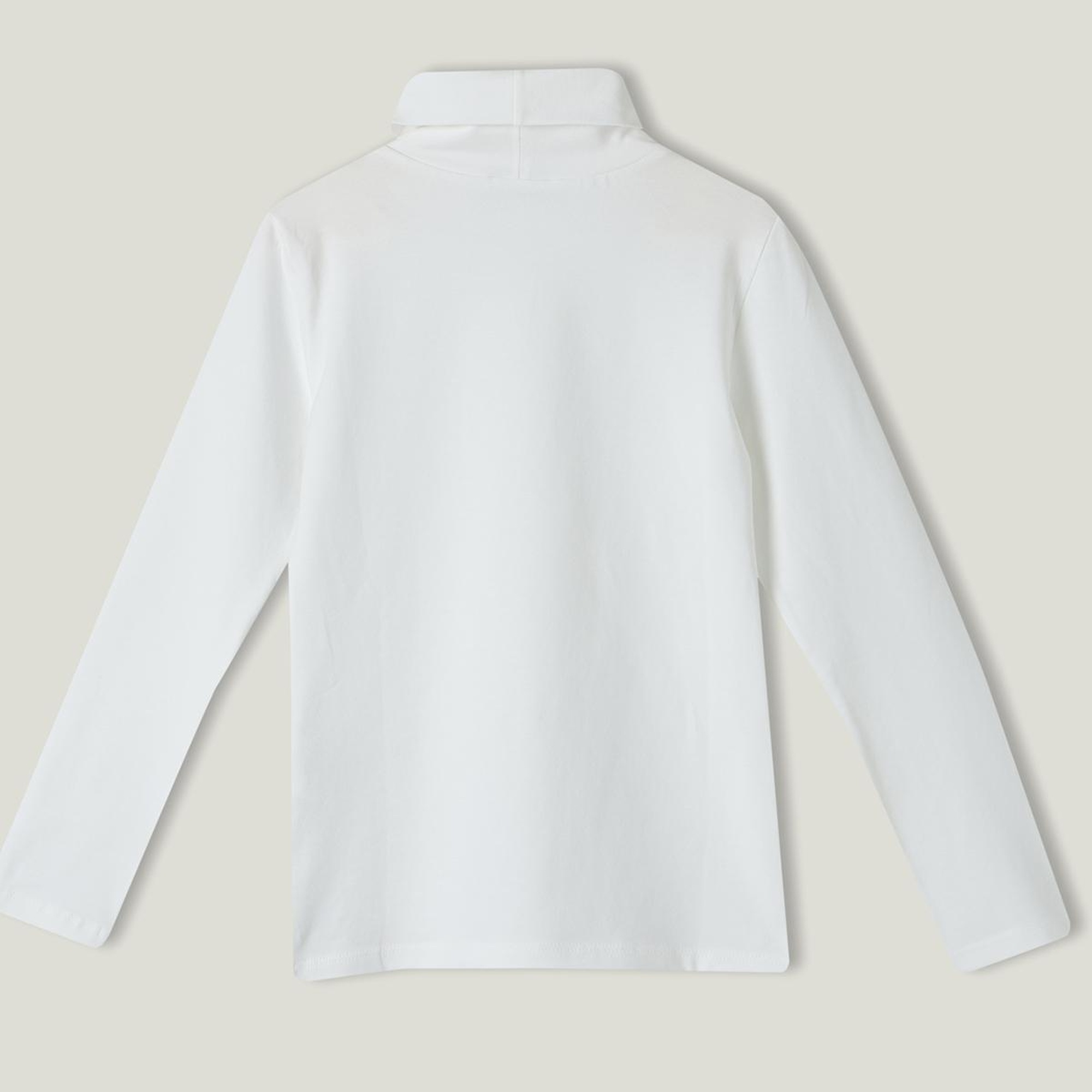 Kız Çocuk Krem Boğazlı Basic T-Shirt