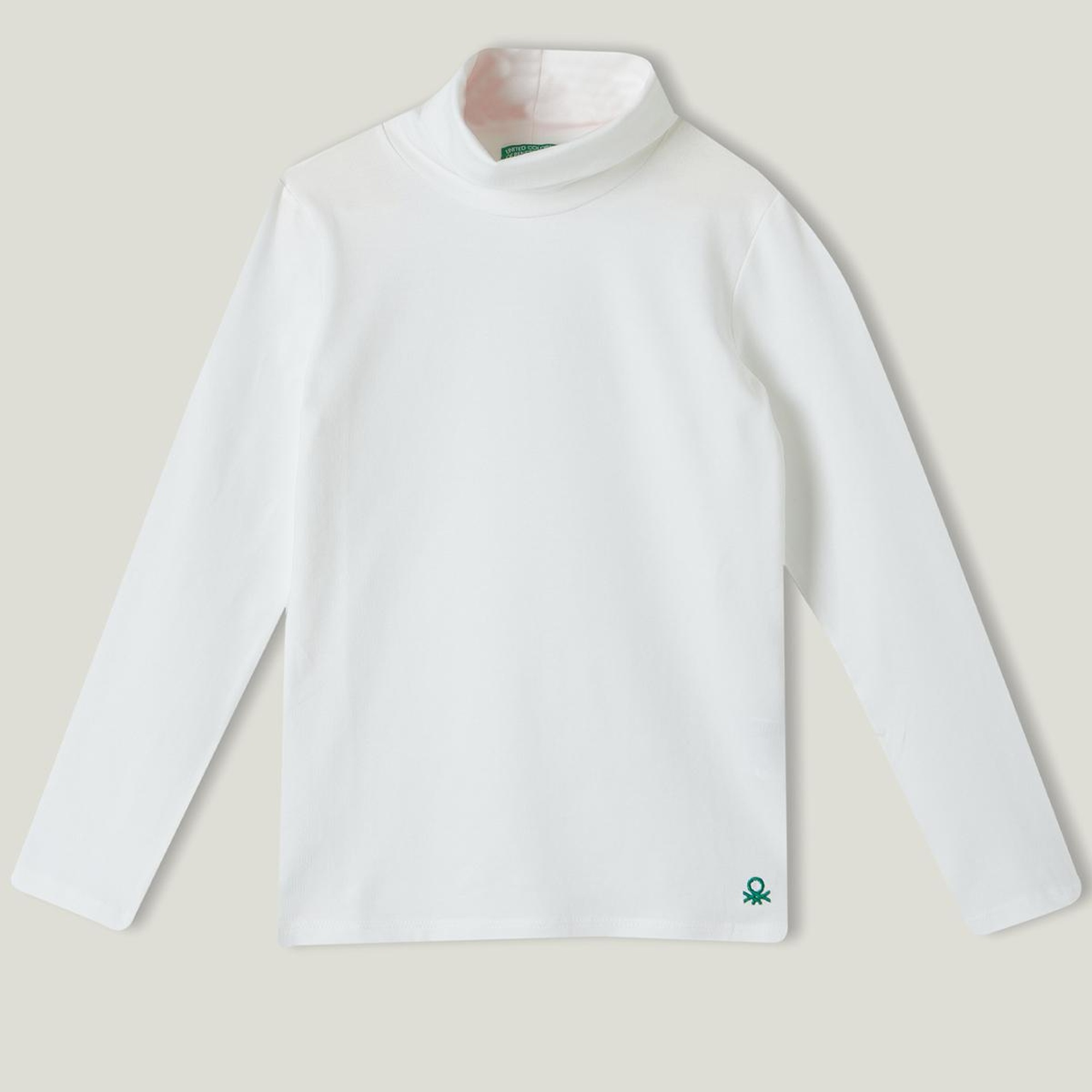 Kız Çocuk Krem Boğazlı Basic T-Shirt