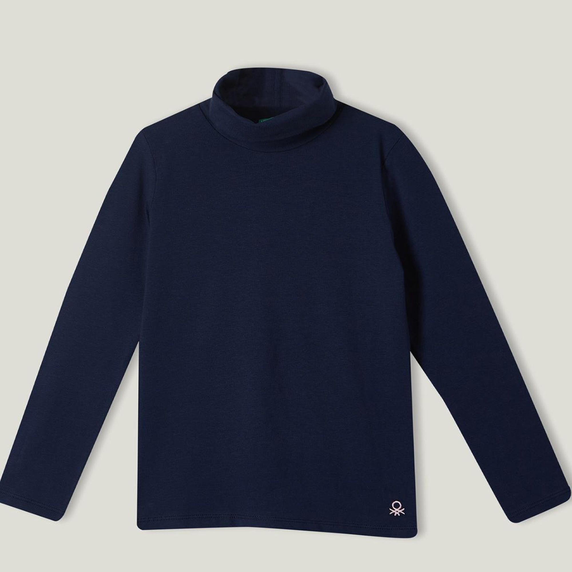 Kız Çocuk Lacivert Boğazlı Basic T-Shirt