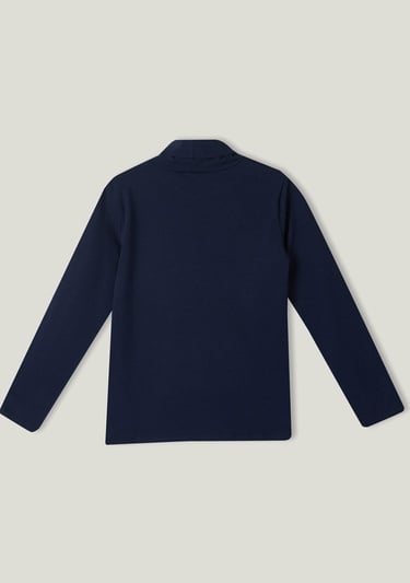  Kız Çocuk Lacivert Boğazlı Basic T-Shirt