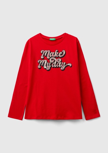  Kız Çocuk Kırmızı Baskılı T-Shirt