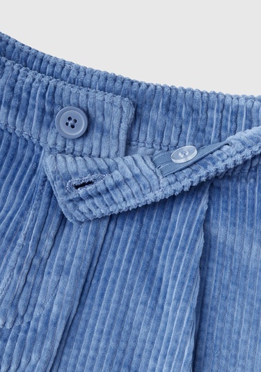  Kız Çocuk Havacı Mavi BE İşlemeli Kadife Mini Şort