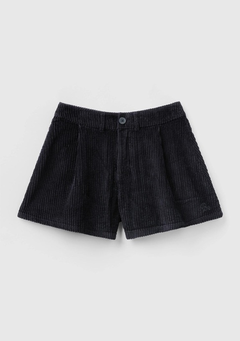  Kız Çocuk Siyah BE İşlemeli Kadife Mini Şort