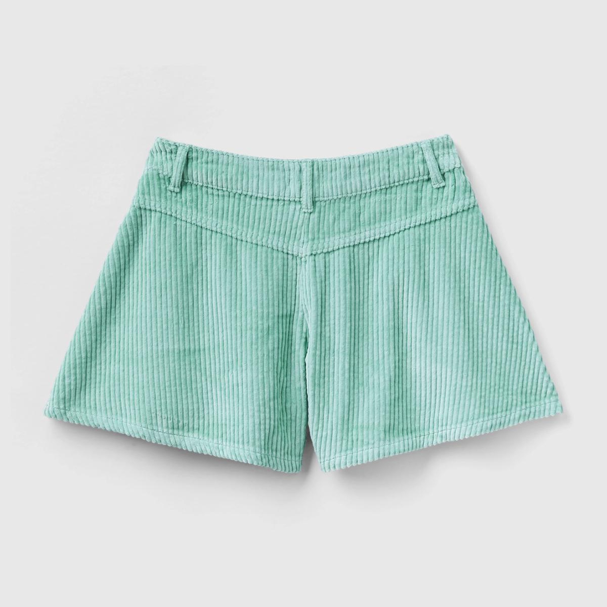 Kız Çocuk Su Yeşili BE İşlemeli Kadife Mini Şort