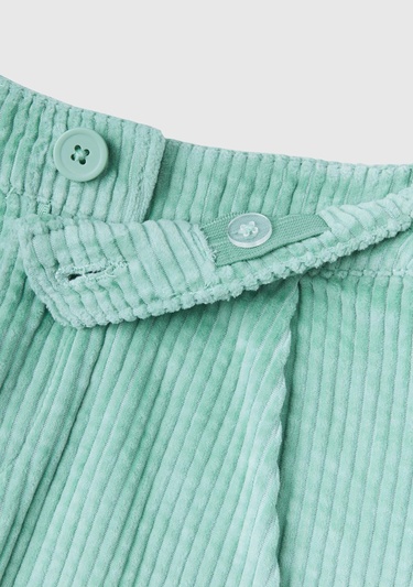  Kız Çocuk Su Yeşili BE İşlemeli Kadife Mini Şort
