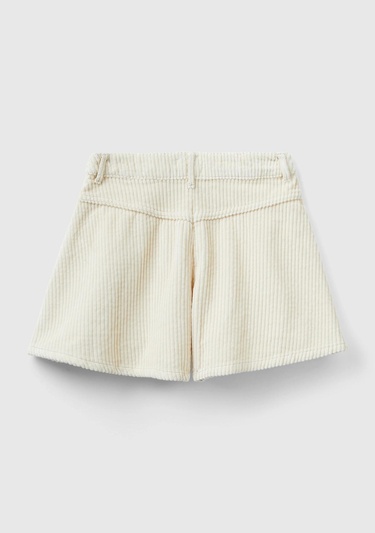  Kız Çocuk Bej BE İşlemeli Kadife Mini Şort