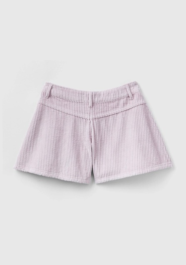  Kız Çocuk Gül Kurusu BE İşlemeli Kadife Mini Şort