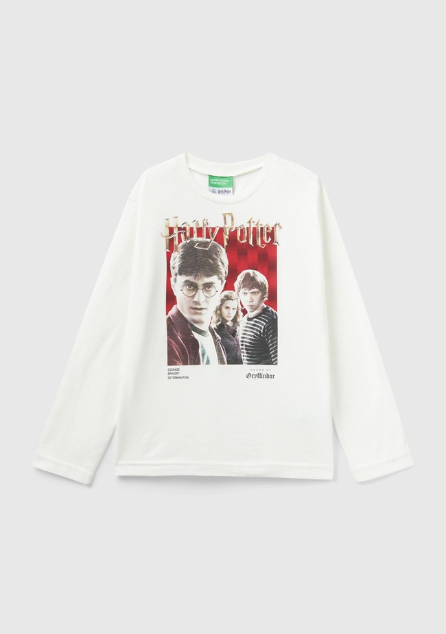  Erkek Çocuk Krem Harry Potter Baskılı T-Shirt