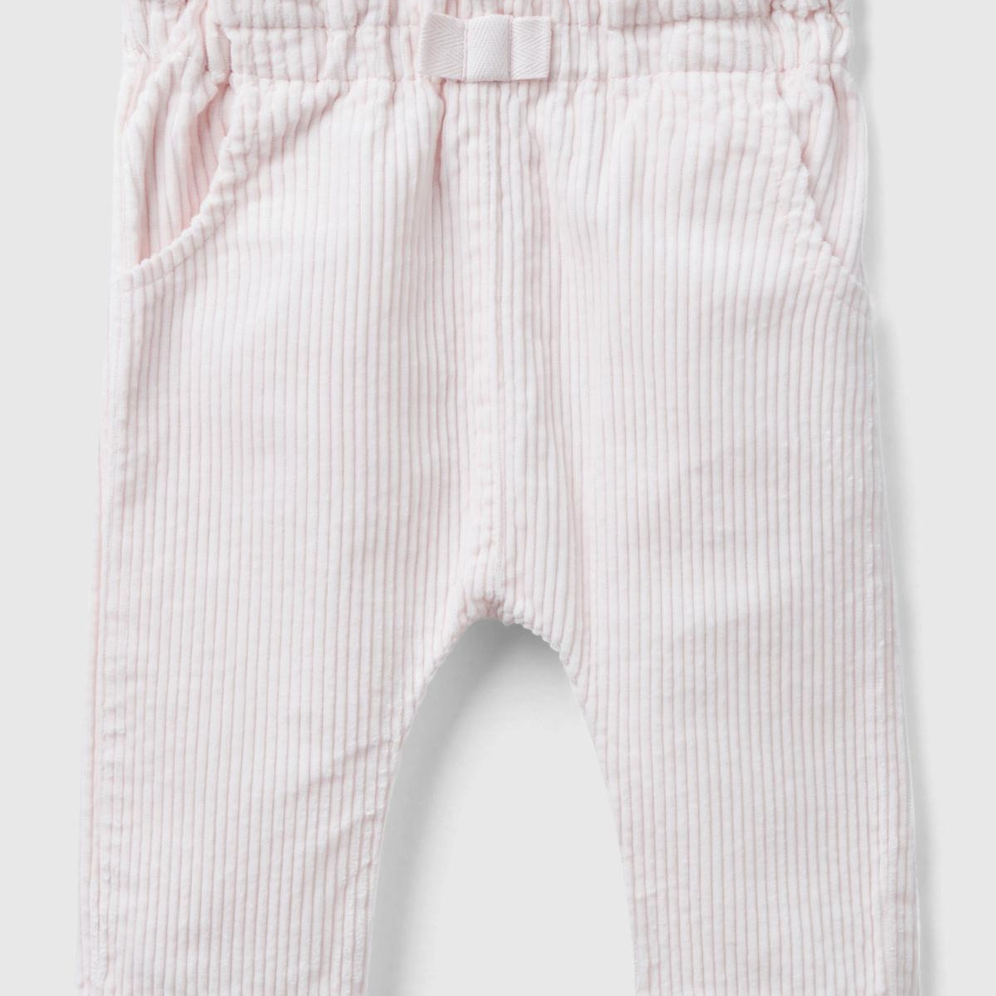 Bebek Açık Pembe Beli Lastikli Kadife Pantolon