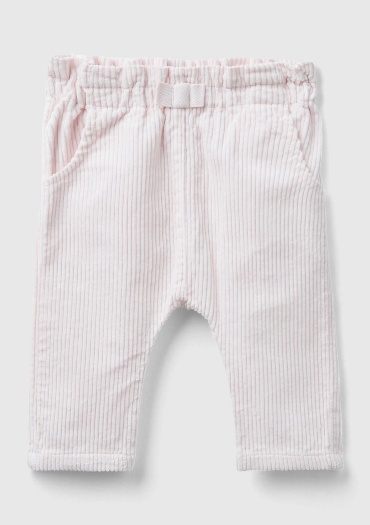  Bebek Açık Pembe Beli Lastikli Kadife Pantolon