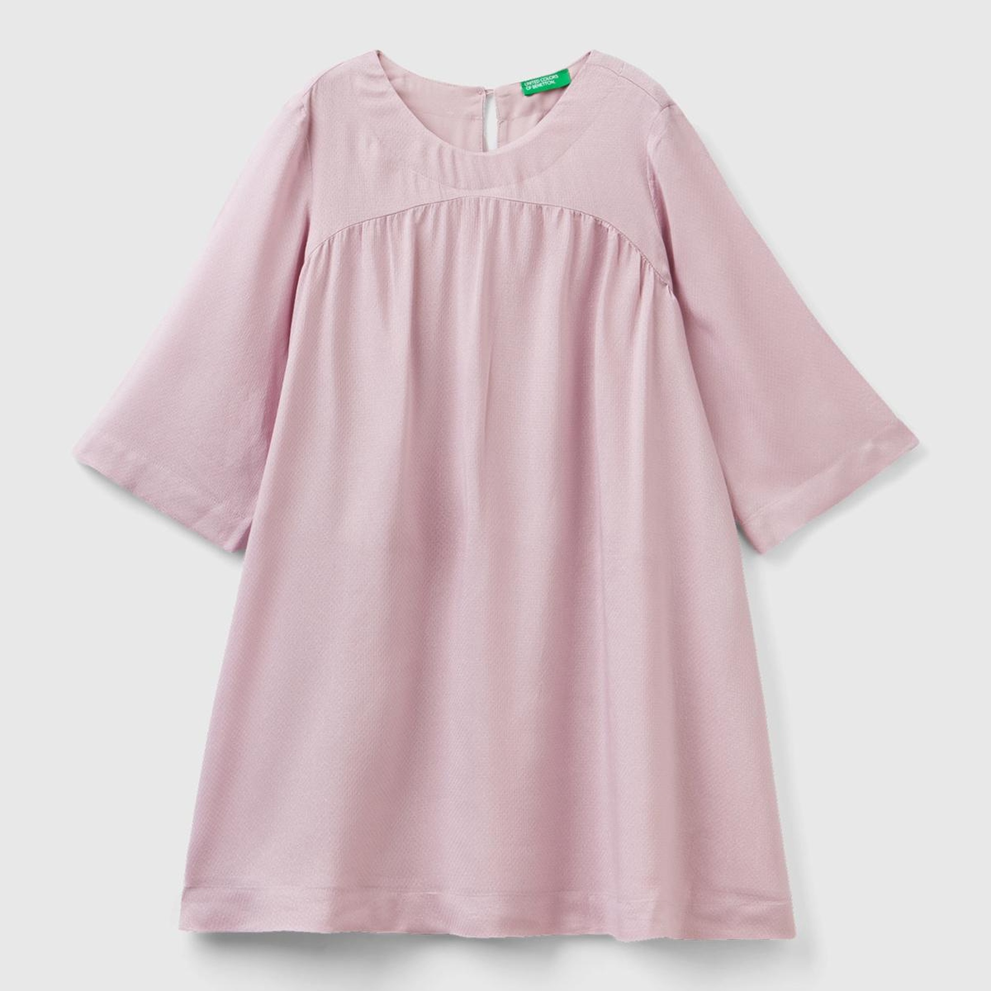 Kız Çocuk Gül Kurusu Volanlı Sırtı Fermuarlı Elbise