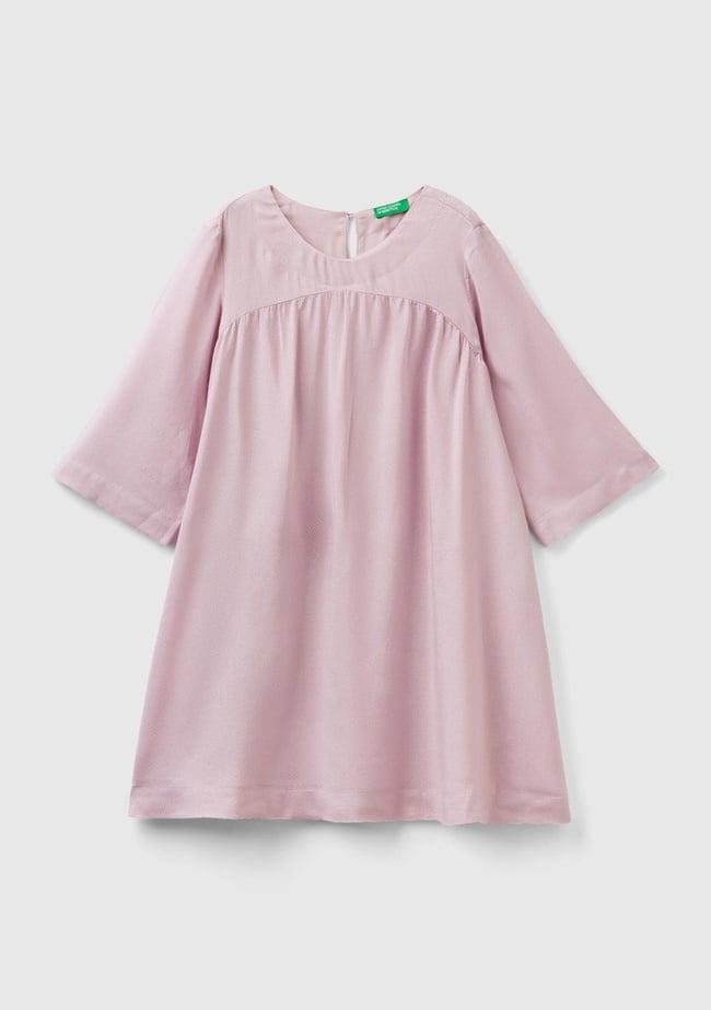  Kız Çocuk Gül Kurusu Volanlı Sırtı Fermuarlı Elbise