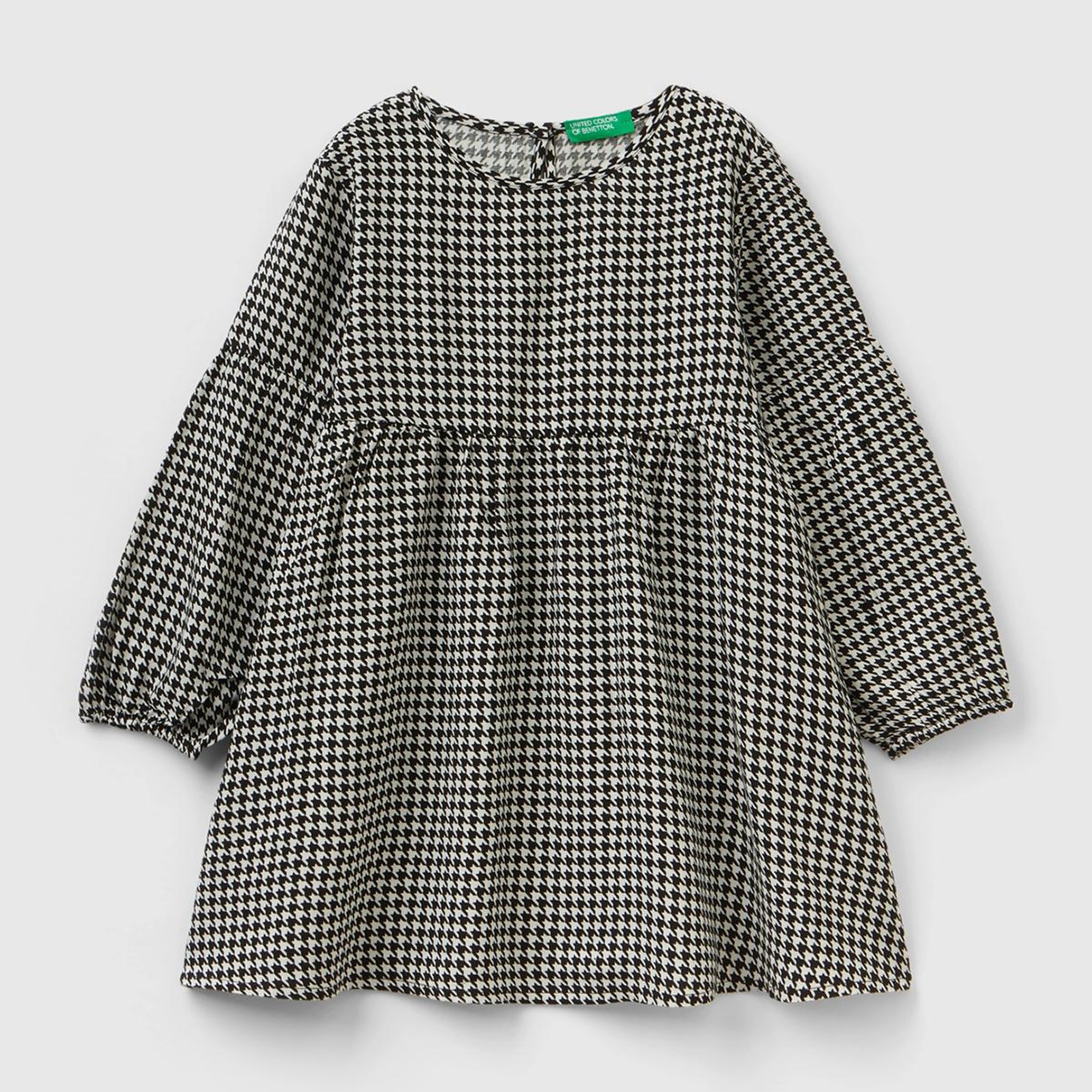 Kız Çocuk Siyah Tamamı Desenli Volanlı Elbise