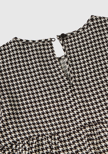  Kız Çocuk Siyah Tamamı Desenli Volanlı Elbise