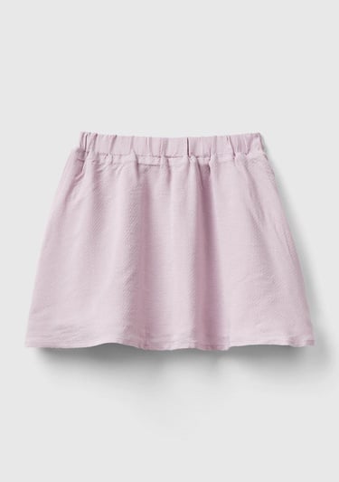  Kız Çocuk Gül Kurusu Beli Lastikli Viskon Etek