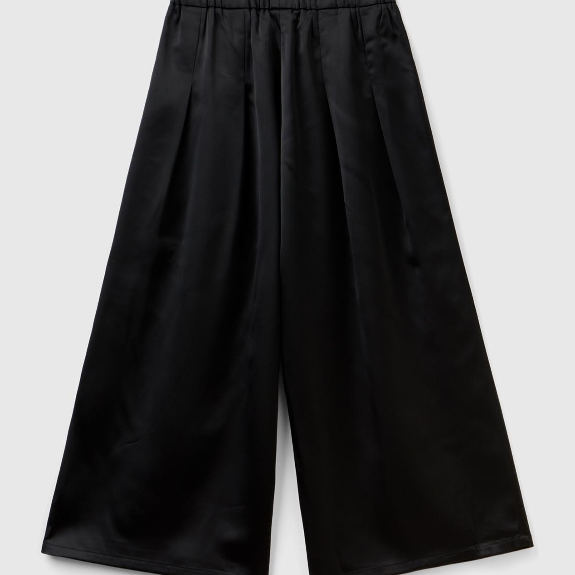 Kız Çocuk Siyah Beli Lastikli Geniş Paça Pantolon