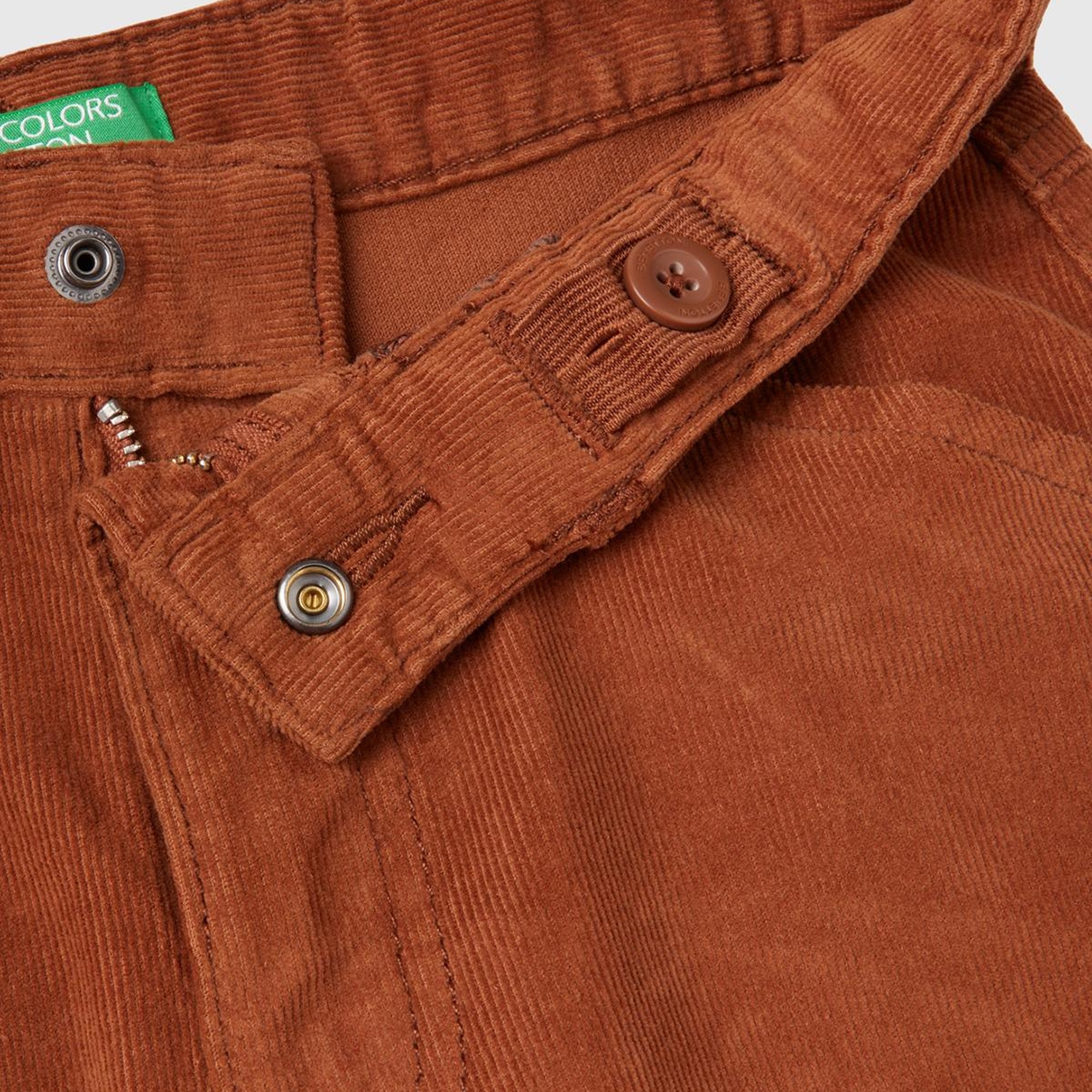 Erkek Çocuk Koyu Bej İnce Fitilli Kadife Pantolon