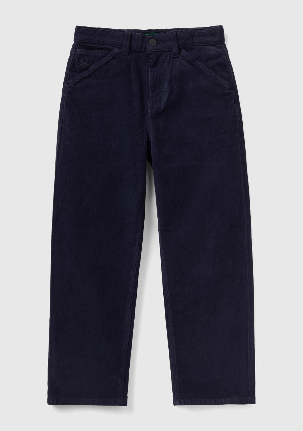  Erkek Çocuk Siyah İnce Fitilli Kadife Pantolon