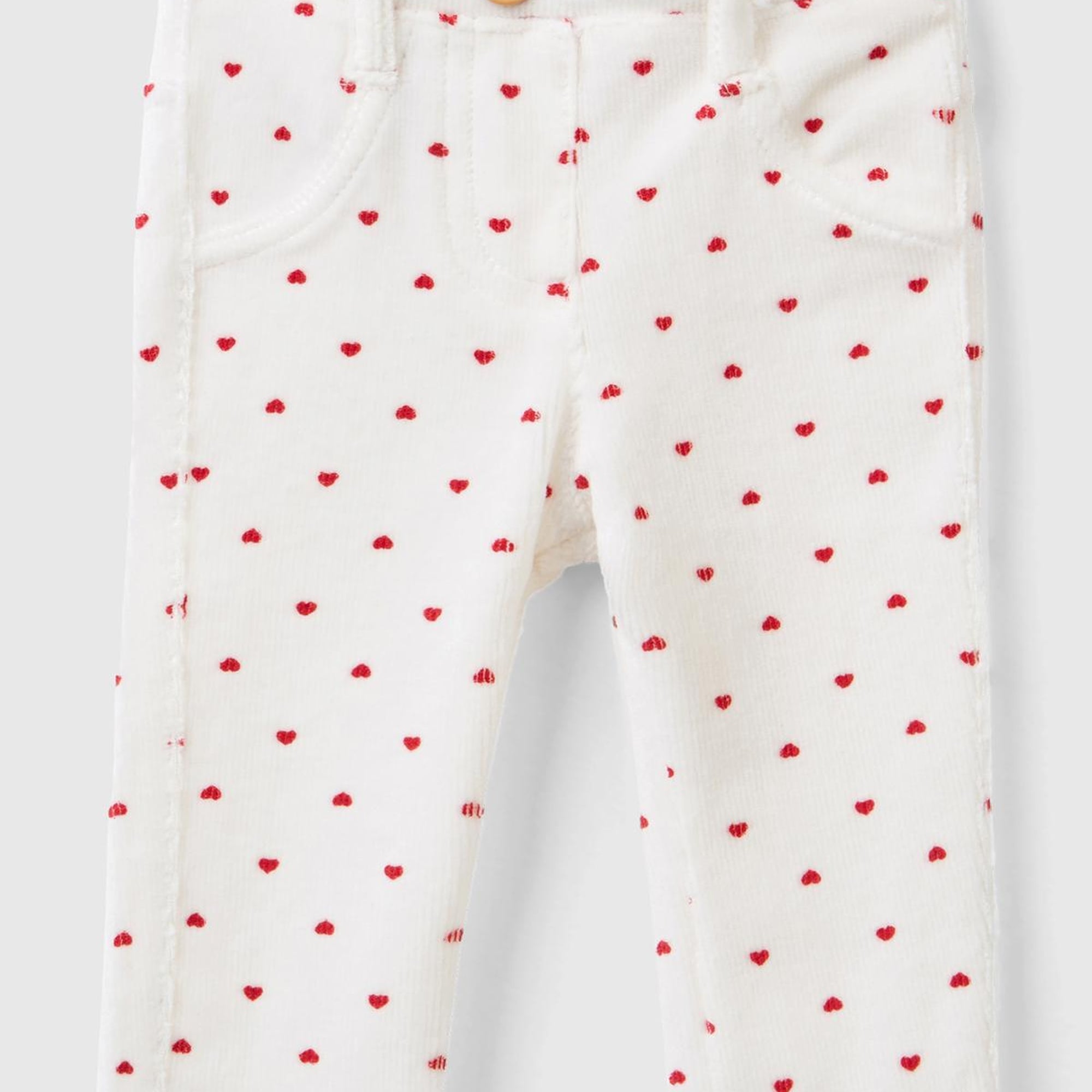 Bebek Krem Mikro Desenli Kadife Pantolon