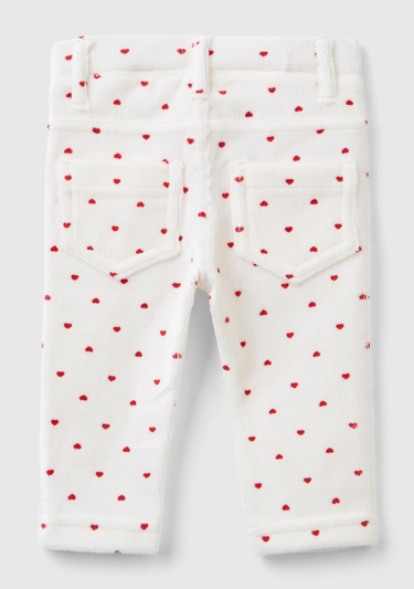  Bebek Krem Mikro Desenli Kadife Pantolon