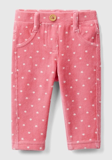  Bebek Pembe Mikro Desenli Kadife Pantolon