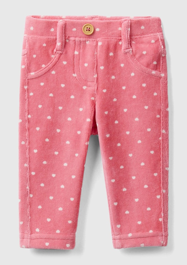  Bebek Pembe Mikro Desenli Kadife Pantolon