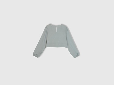  Kız Çocuk Açık Gri Önü Bağlamalı Bluz