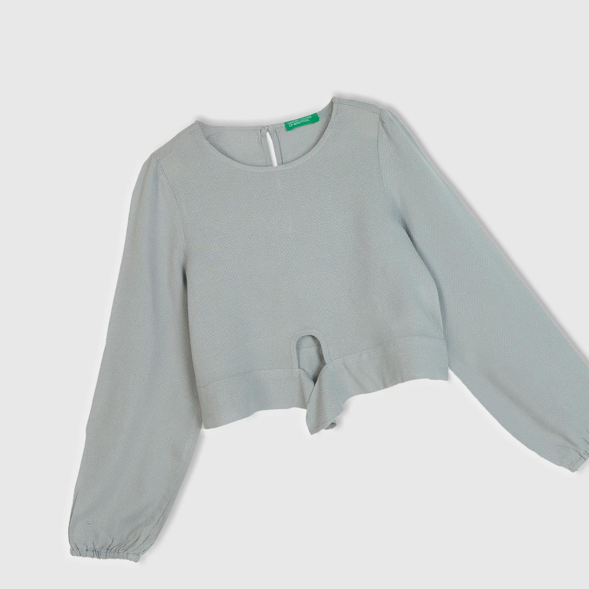 Kız Çocuk Açık Gri Önü Bağlamalı Bluz