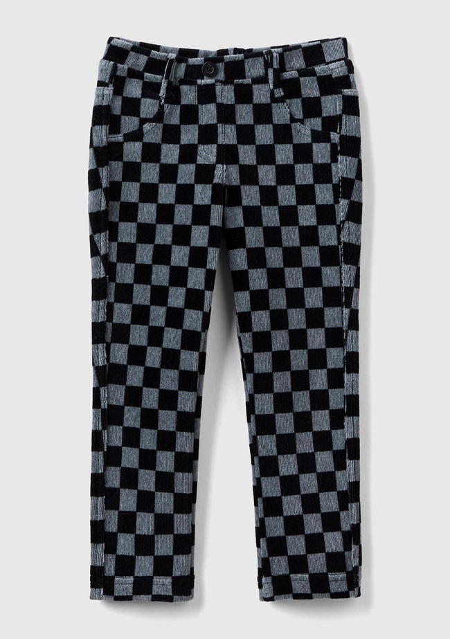  Kız Çocuk Siyah Mix Desenli Şönil Pantolon