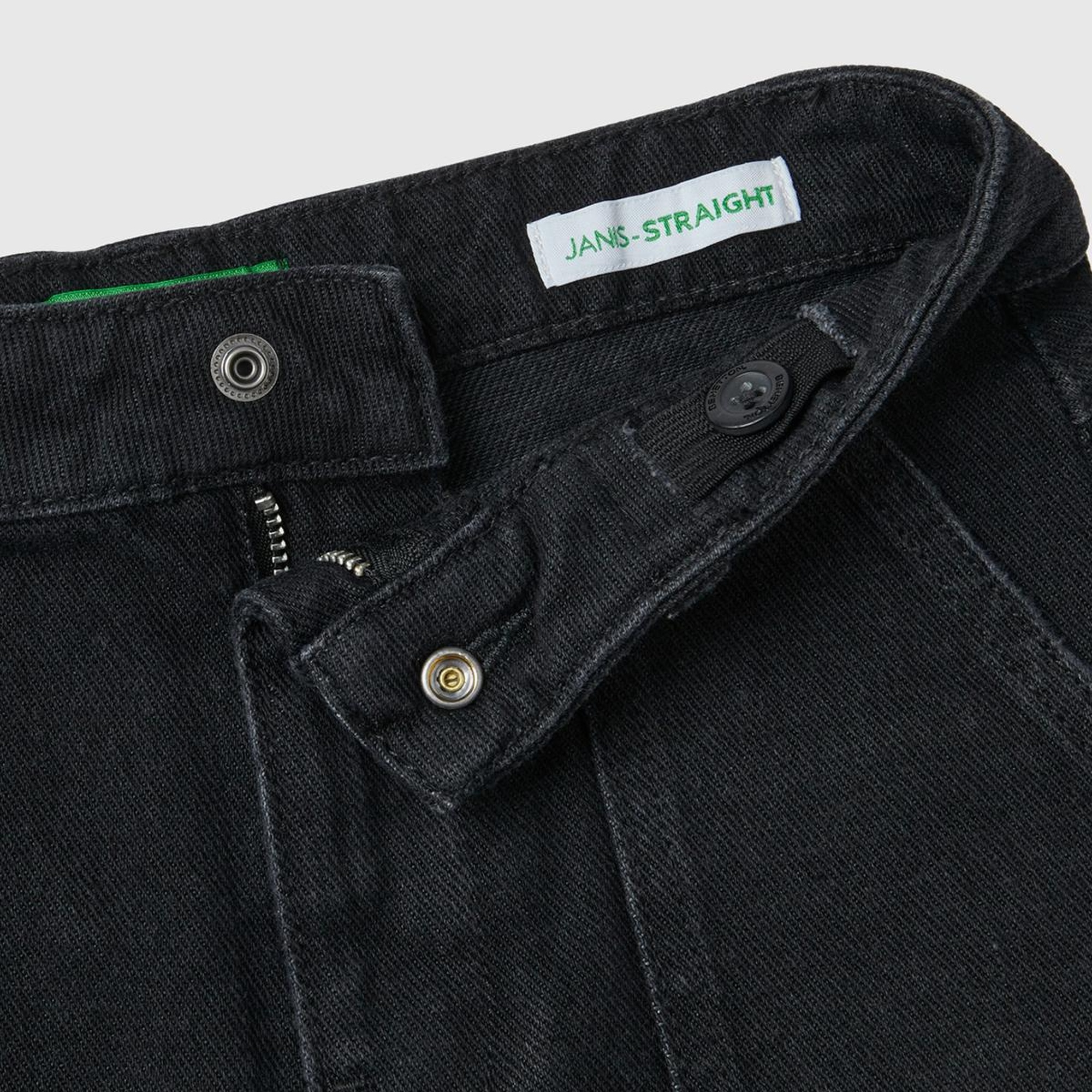 Kız Çocuk Siyah Kargo Cepli Denim Pantolon