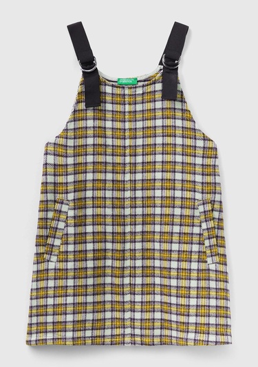  Kız Çocuk Sarı Mix Ask Ekoseli Elbise