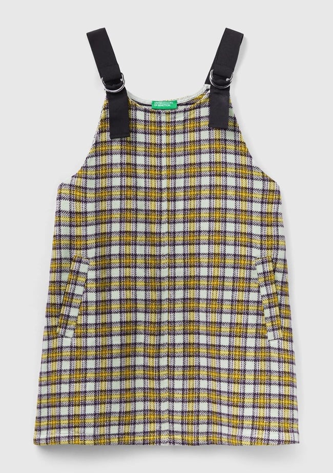  Kız Çocuk Sarı Mix Ask Ekoseli Elbise