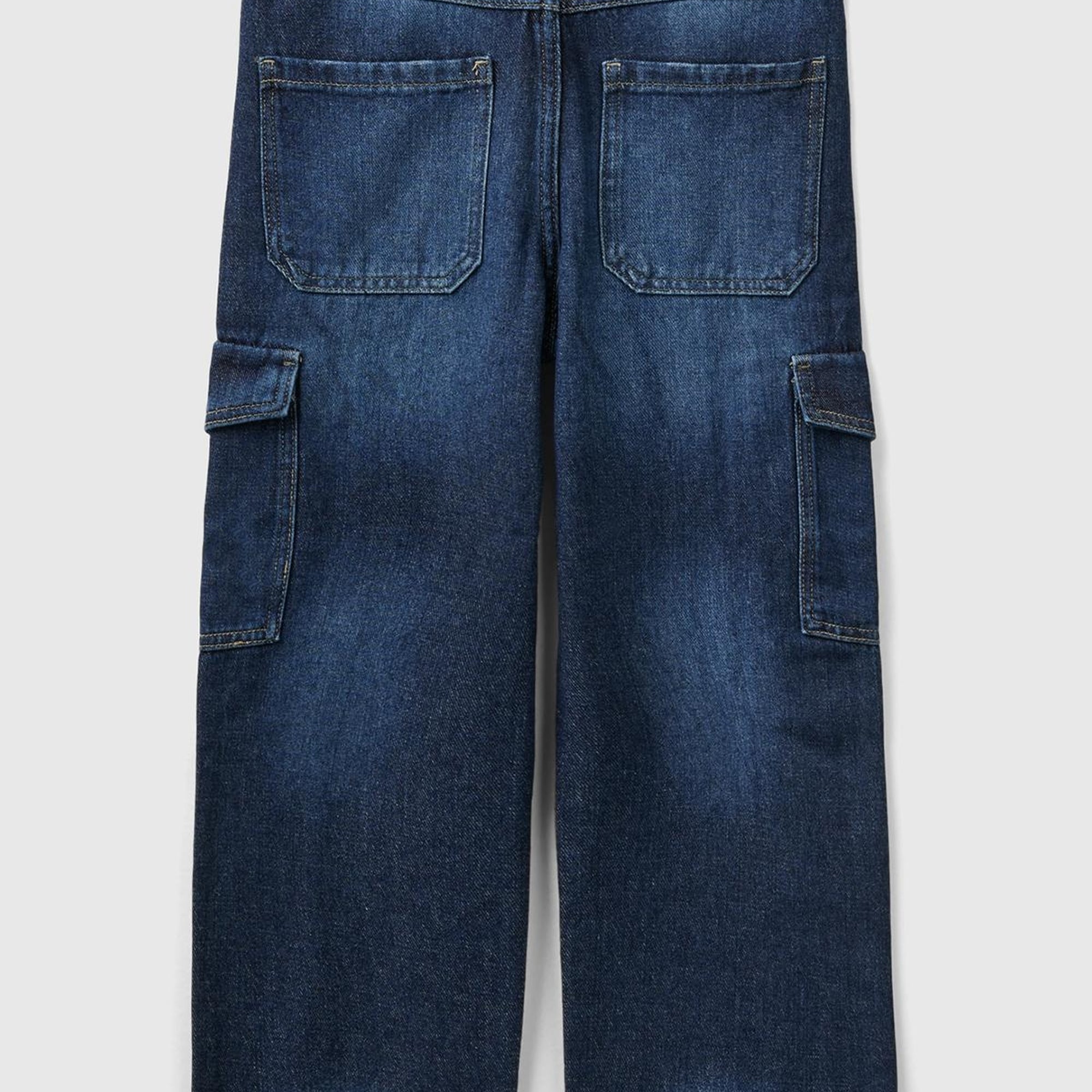 Kız Çocuk Denim Kargo Cepli Denim Pantolon