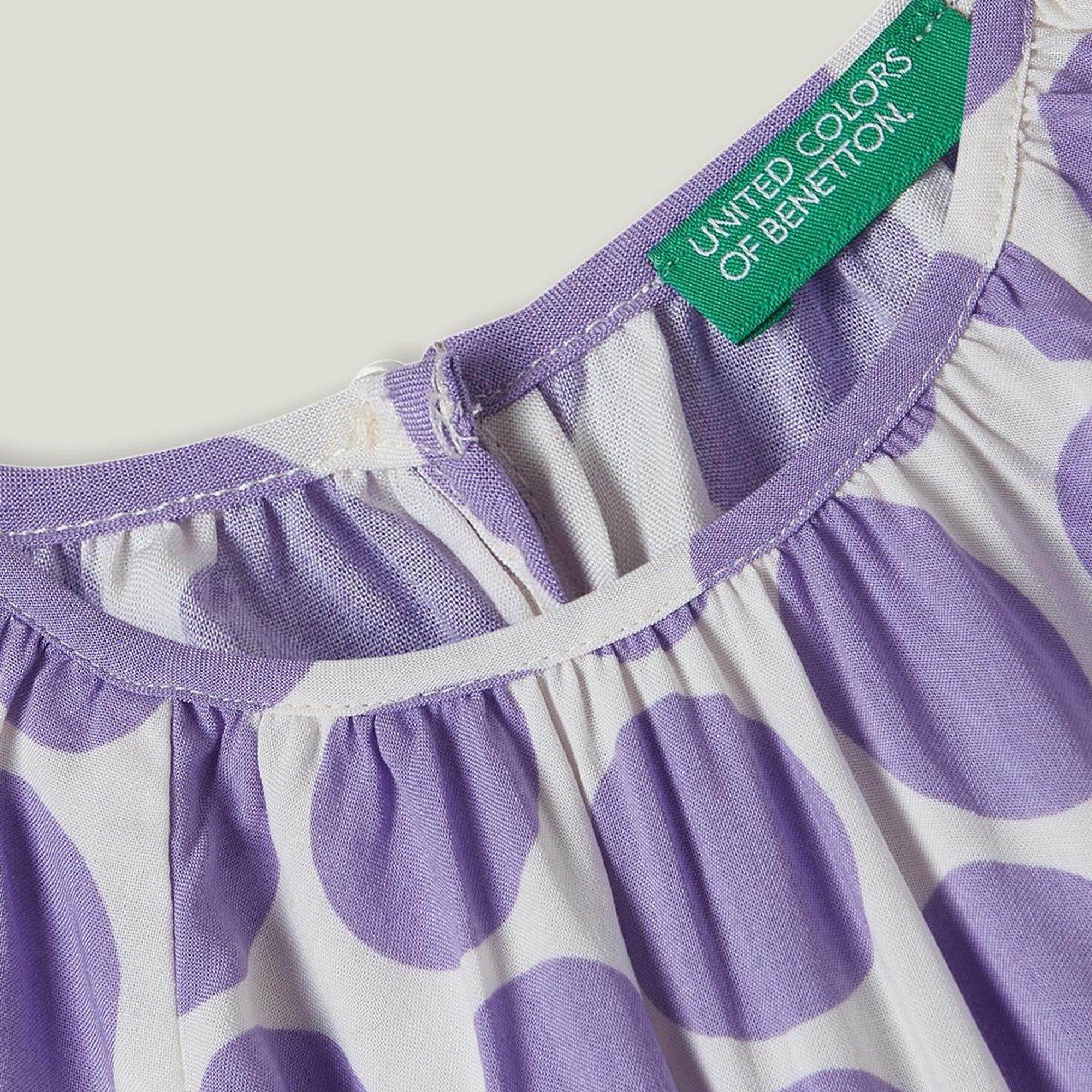 Kız Çocuk Lila Beli Lastikli Puantiye Desenli Bluz