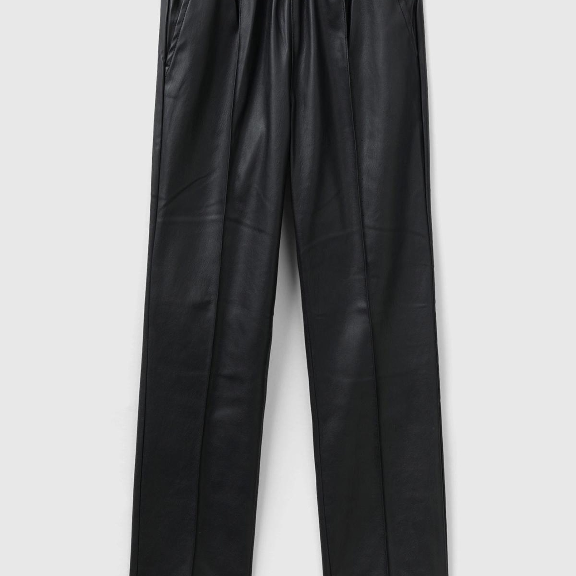 Kız Çocuk Siyah Suni Deri Beli Lastikli Pantolon