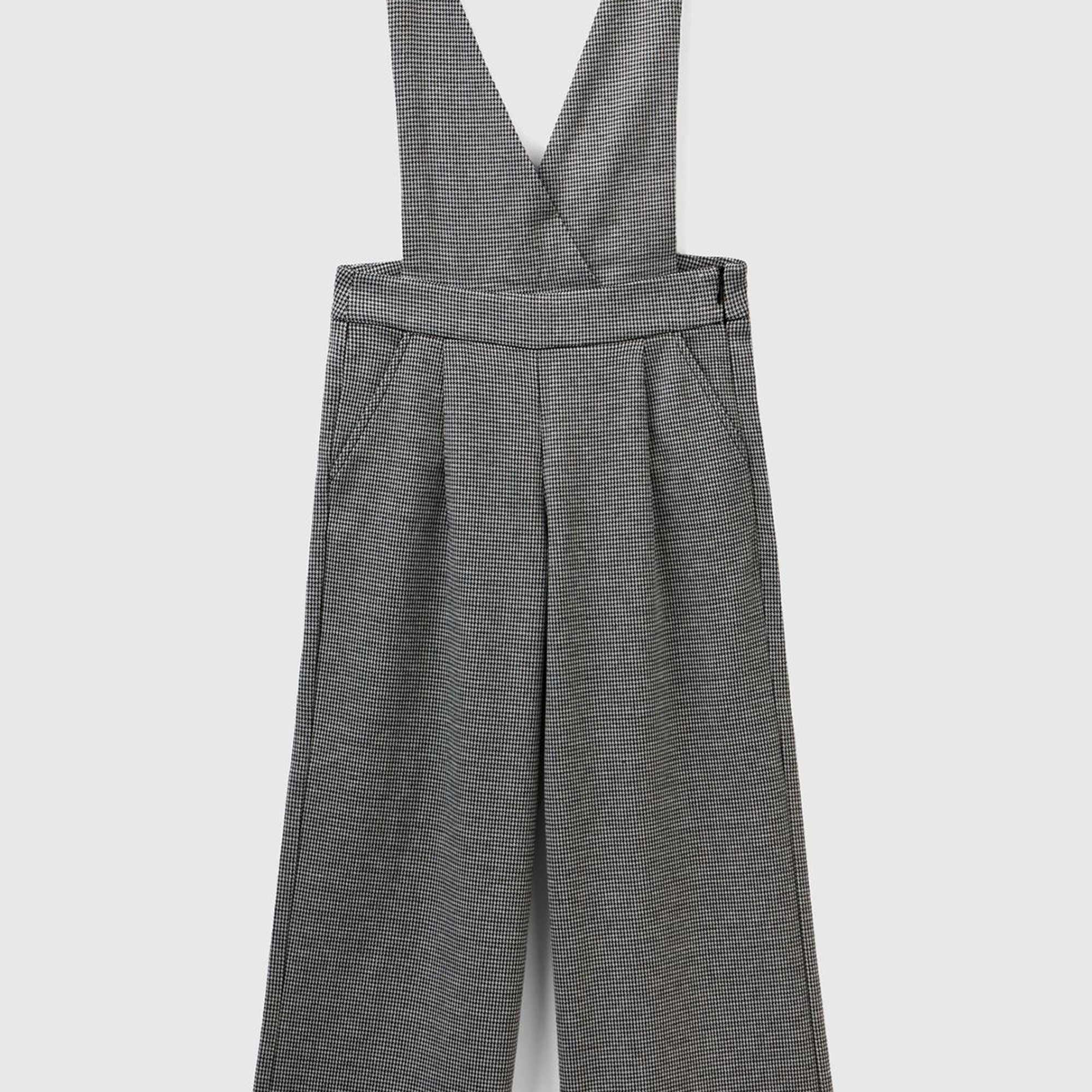 Kız Çocuk Siyah Mix Tamamı Desenli Askılı Tulum