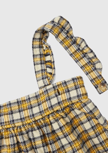  Kız Çocuk Sarı Mix Askılı Ekoseli Elbise