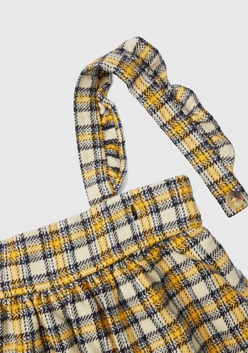  Kız Çocuk Sarı Mix Askılı Ekoseli Elbise