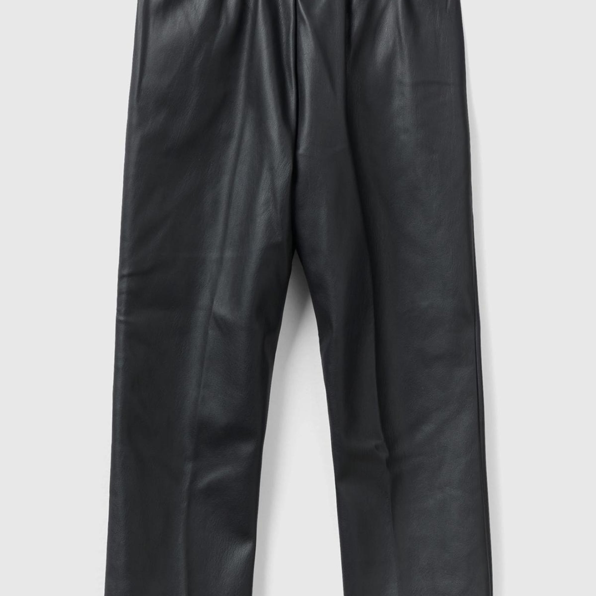 Kız Çocuk Siyah Beli Lastikli Suni Deri Pantolon