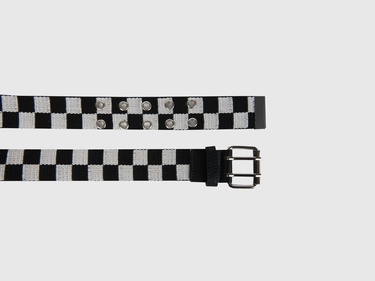  Kız Çocuk Siyah Dama Desenli Kemer