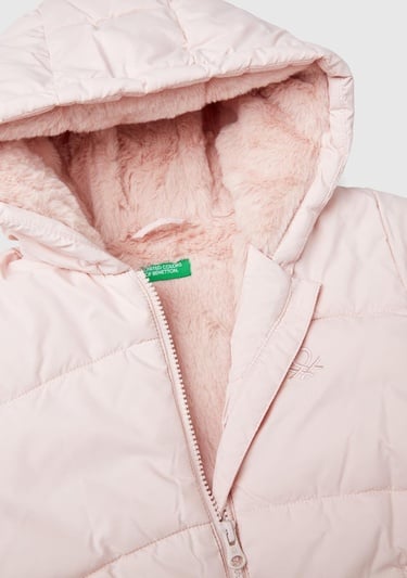  Kız Çocuk Toz Pembe İçi Kürklü Mont