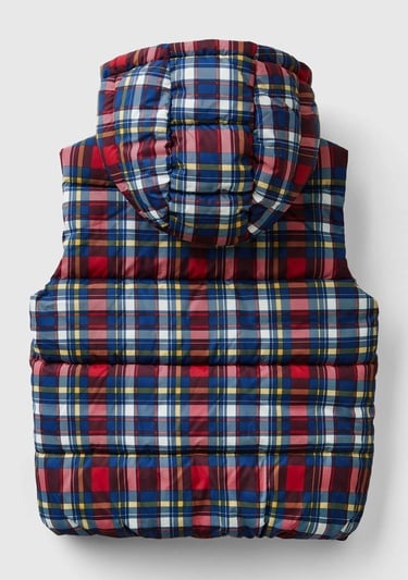  Erkek Çocuk Mavi Mix Fermuar Kapamalı Tamamı Desenli Kapüşonlu Yelek