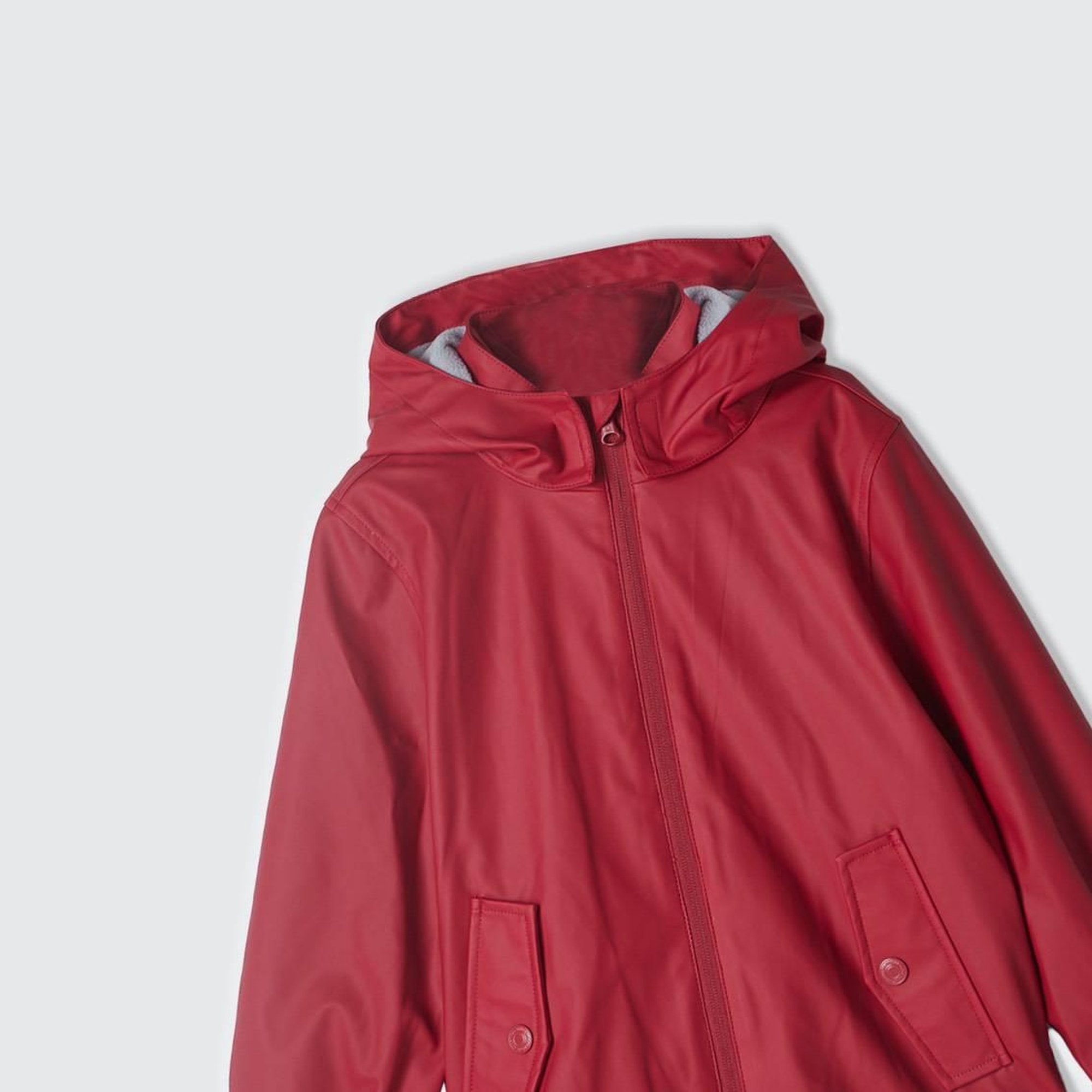 Erkek Çocuk Kırmızı Çıkarılabilir Kapüşonlu Astarlı Yağmurluk