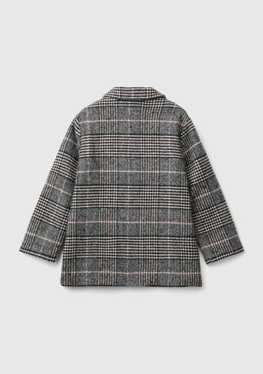  Kız Çocuk Füme Tamamı Desenli Yanları Cepli Kruvaze Tüvit Ceket